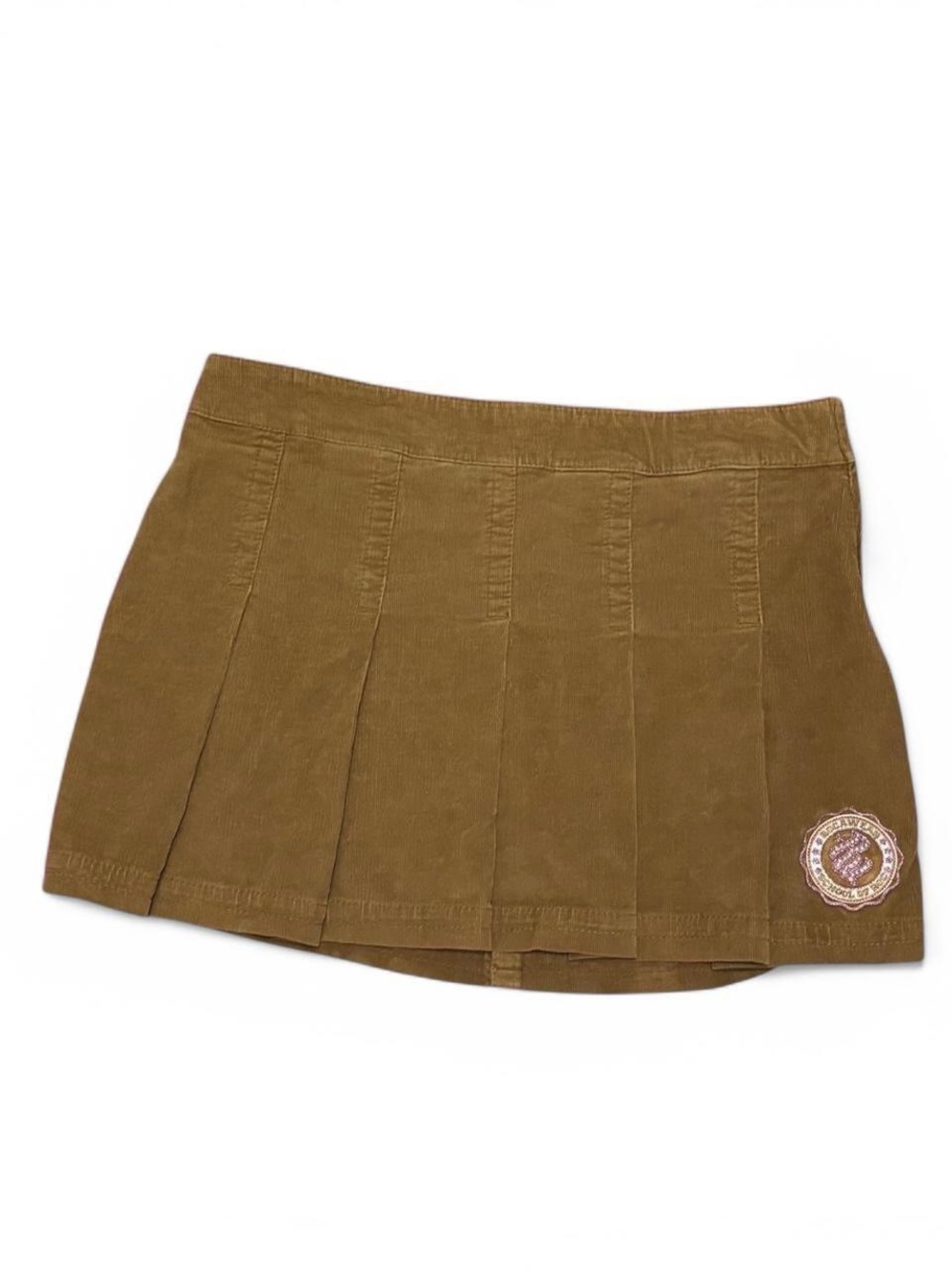Vintage Y2K Brown Suede and Corduroy Rocawear Pleated Western Mini Skirt